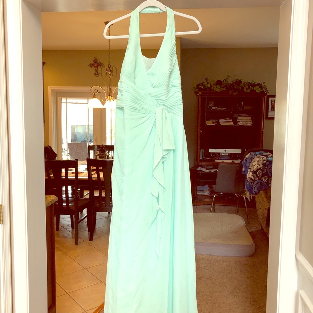 Long mint green formal dress